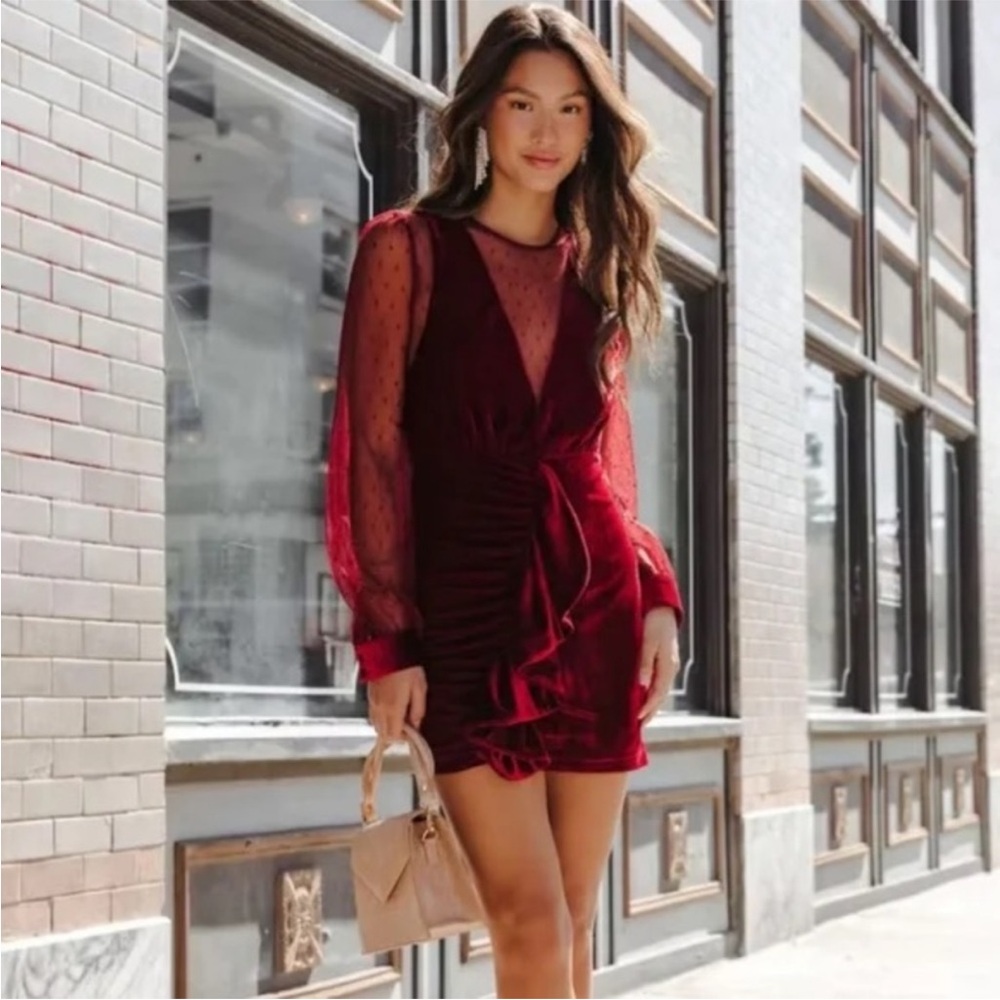 Vici Red Wrap Tie Front Mini Dress
